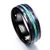 Luxury Men Women 8mm Stainless Steel Ring Inlay Abalone Shell Imitation Opal Wedding Band for Couples Jewelry Gifts