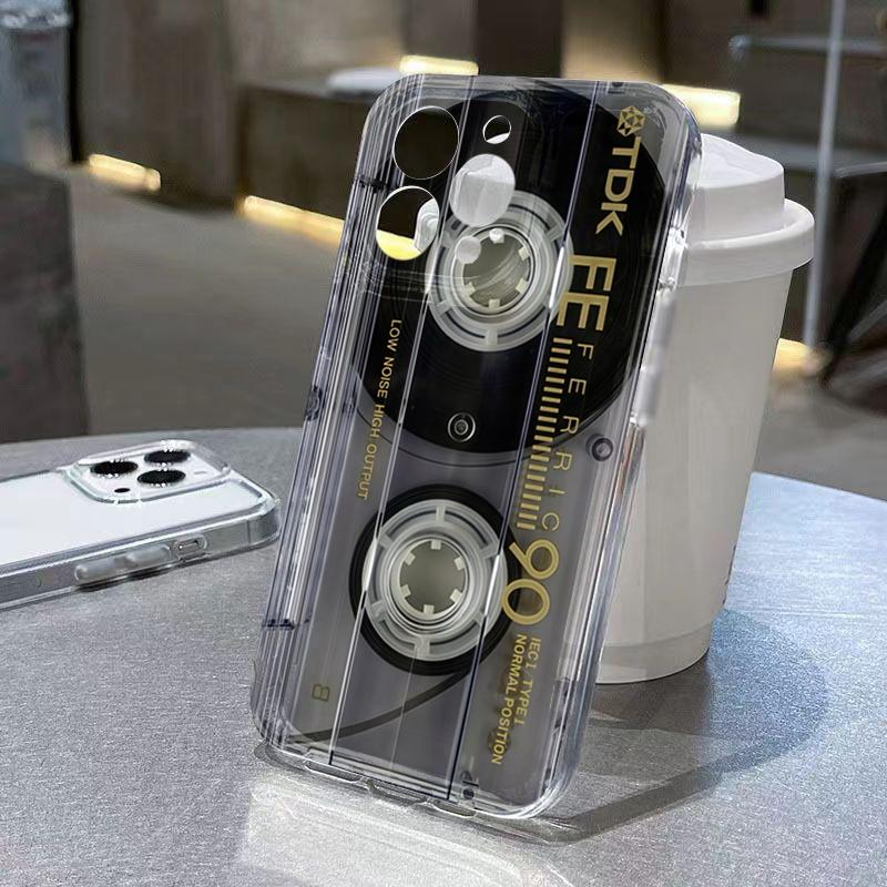 Retro Creative Audio Tape Pattern Case For Samsung Galaxy S25 S24 S23 S22 Ultra Plus S21 FE A56 A35 A55 A34 A54 A53 Clear Cover