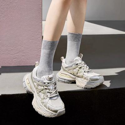 Чжоу Юйтун та же кожа Galaxy Trail ретро серебристые кроссовки папины туфли женские 2025 весна новая повседневная спортивная обувь