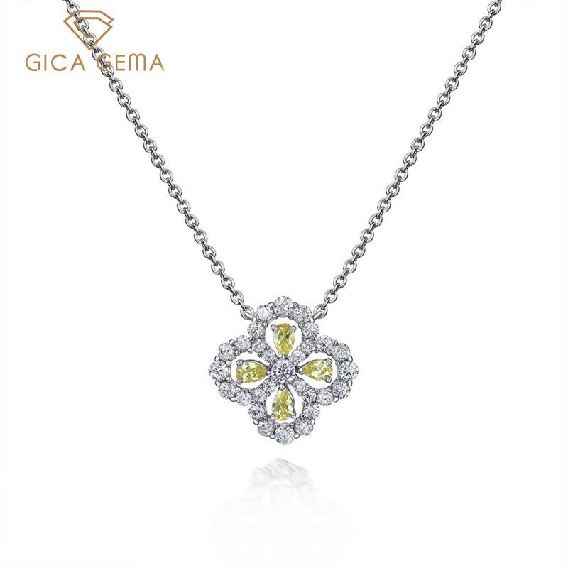 Gica Gema Ожерелья с высокоуглеродистыми бриллиантами, стерлинговое серебро 925 пробы, 2,5*4 мм, кулон, уникальный дизайн, романтические ювелирные изделия, подарки для свадебной вечеринки, новая тенденция