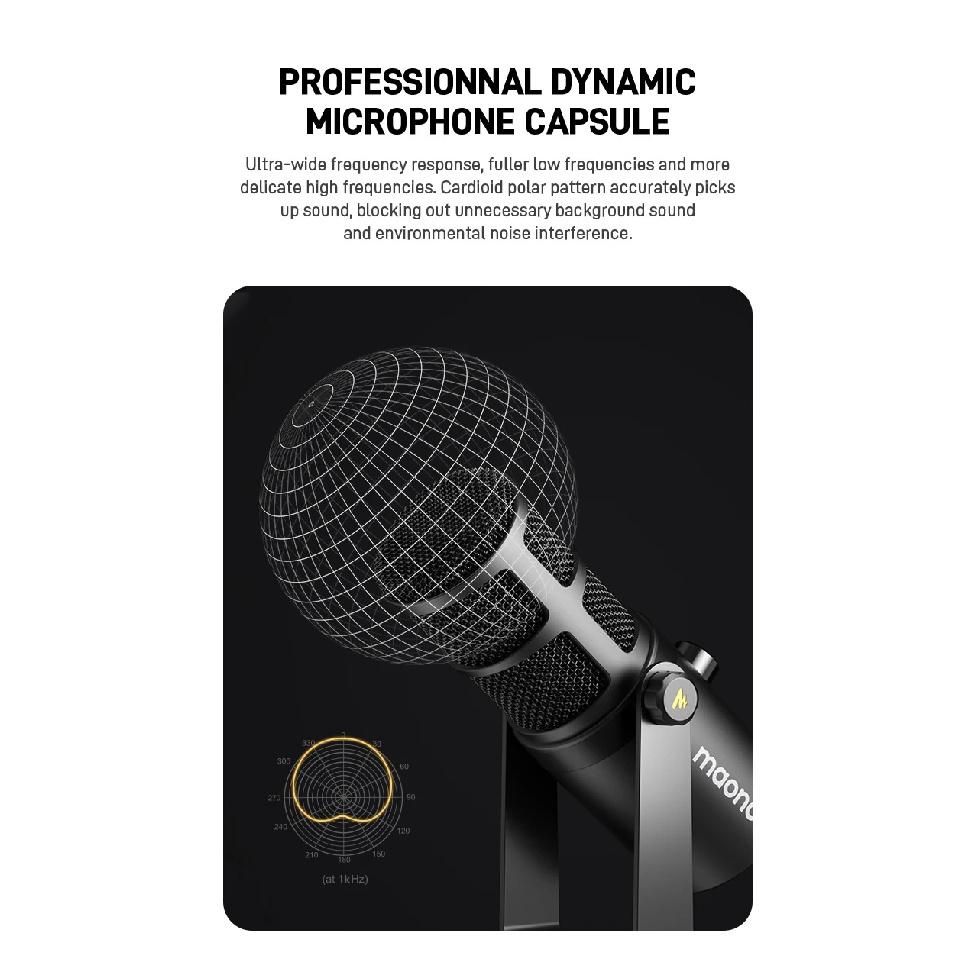 maono PD400X USB/XLR Dynamic Microphone All Metal With One-Touch Mute Headphone Jack And Volume Control For Podcasting Streaming