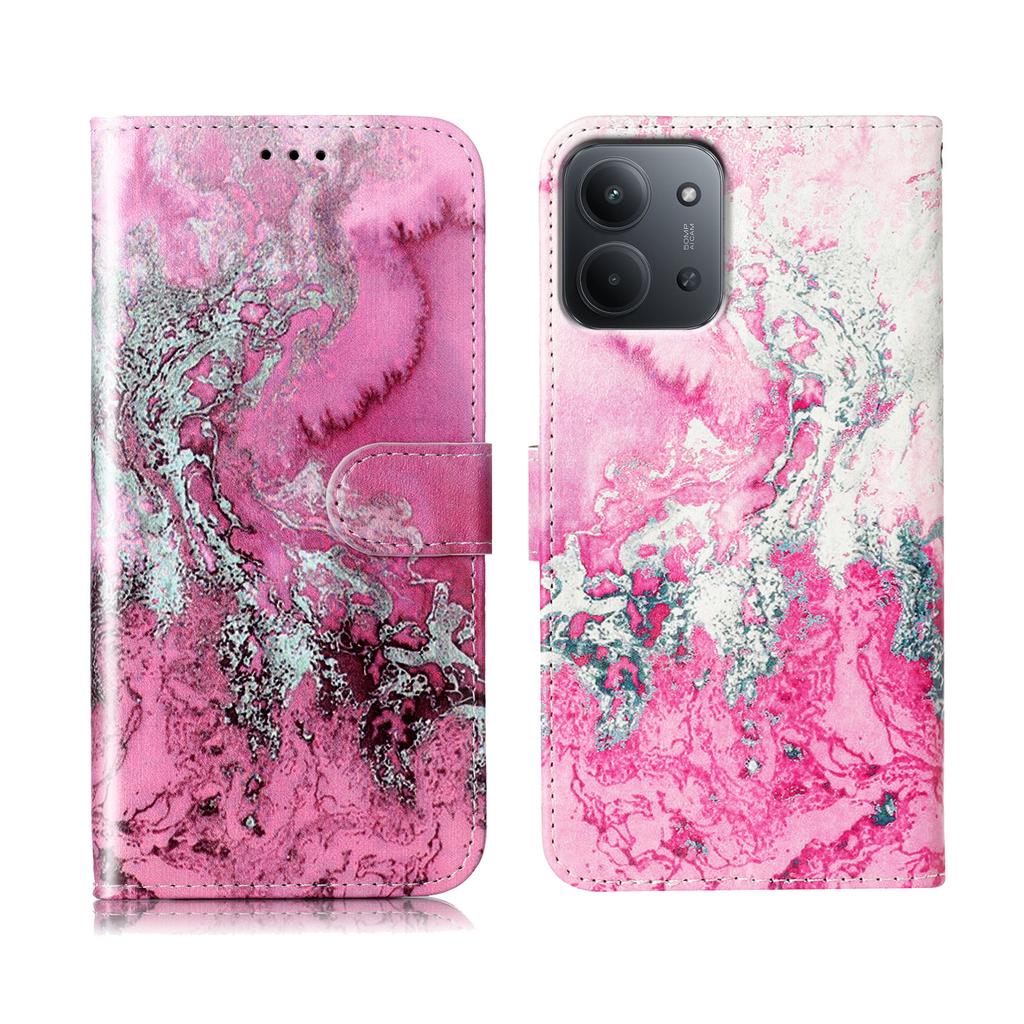 Для Xiaomi Redmi Redmi 15C 4G (США) (173мм)/15C 5G (США) (173мм)/Poco C85 4G (173мм) Чехол Мраморная Покраска Кожаный Чехол для Телефона