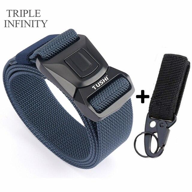 Новый мужской ремень для брюк, цинковый сплав, сменная пряжка, защитные мужские ремни для работы на открытом воздухе, быстросохнущий прочный нейлоновый повседневный вязаный ремень