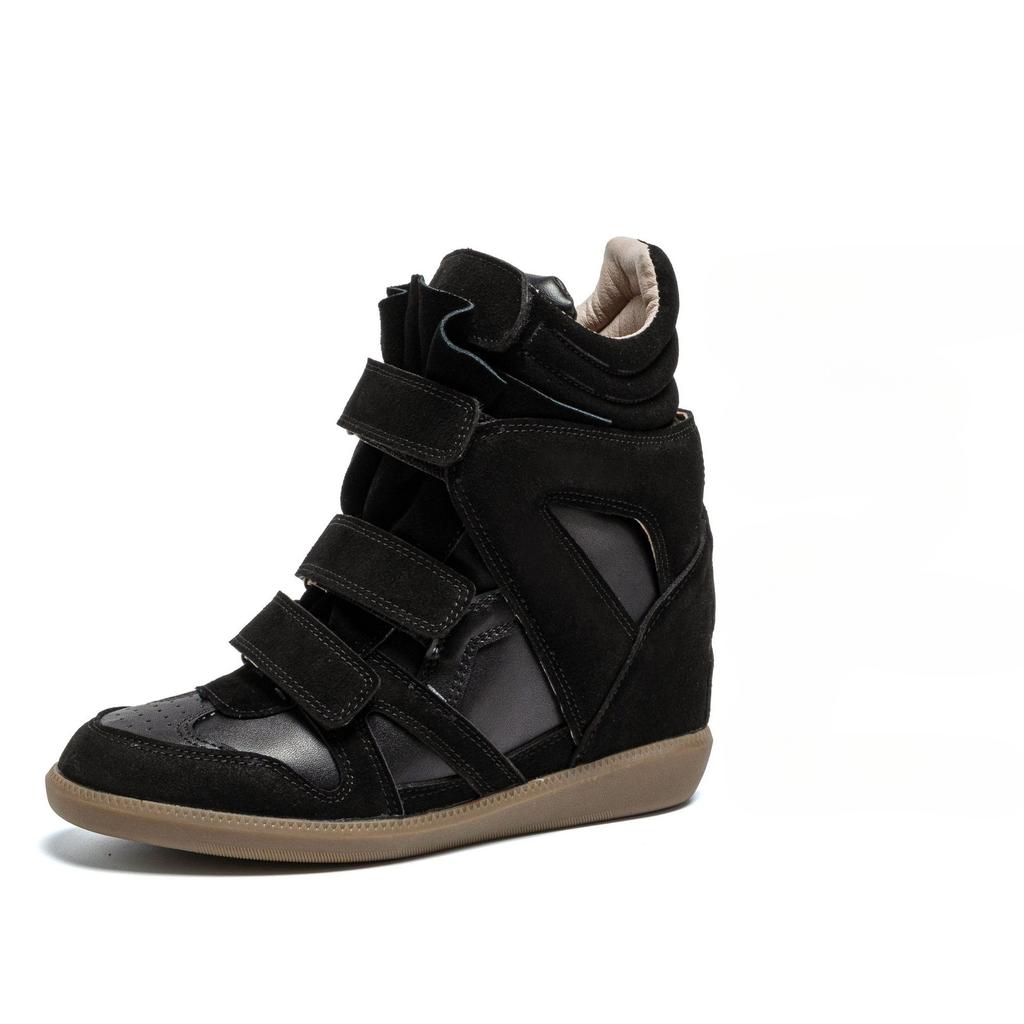 Профессиональные женские ботинки с увеличением внутренней высоты 8 см, высокие, на танкетке с увеличением внутренней высоты, повседневная обувь на липучках, версия для невысоких женщин