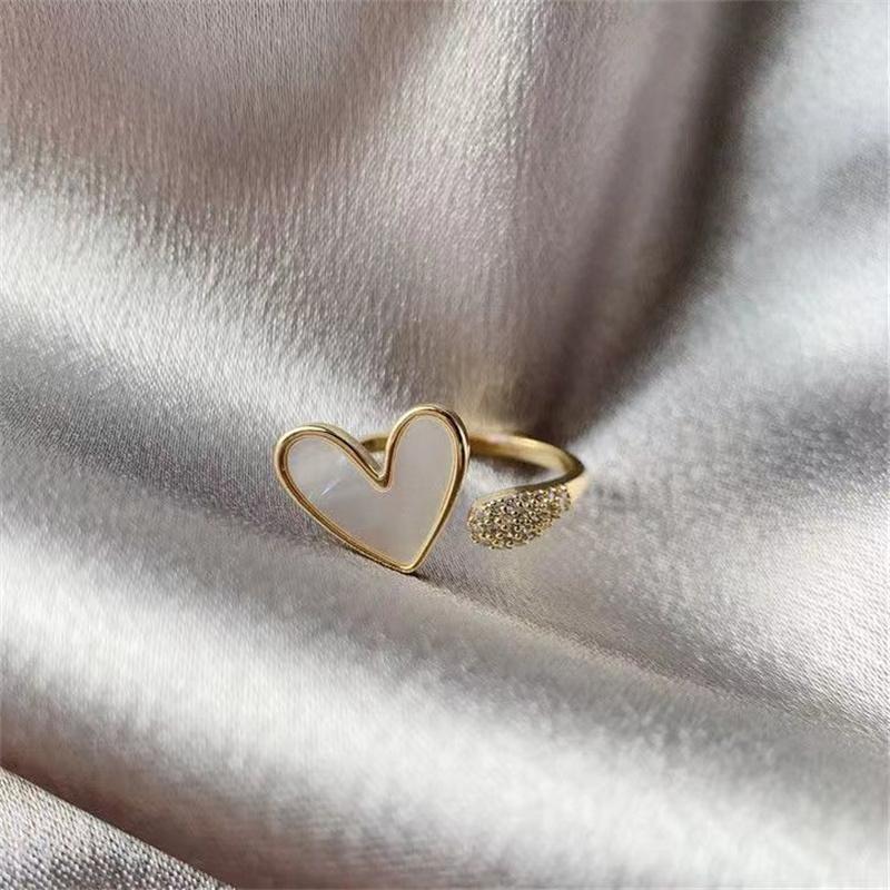 Trendy Heart Ring For Women Minimalist Aesthetic Enamel Open Ring Female Party Charming Ring Jewelry