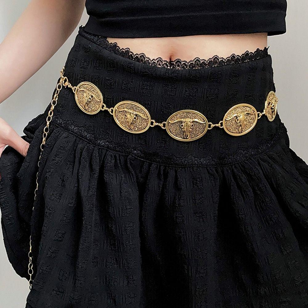 Vintage Bohemian Style Waistband Flower Ethnic Style Belt Metal Waist Chain Beach Accessories