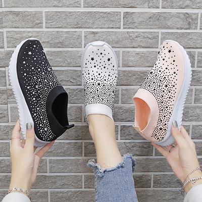 2025 новые легкие и дышащие повседневные женские кроссовки со стразами и сеткой, спортивные кроссовки с одной педалью, ленивые кроссовки