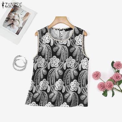 Женские летние повседневные майки без рукавов с круглым вырезом и принтом