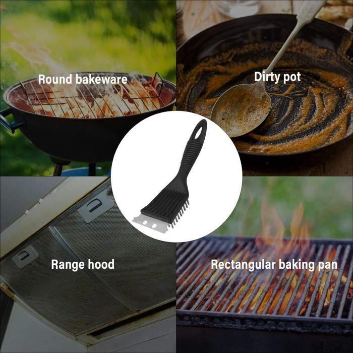 Brosse de barbecue - 4PCS - Poils en acier inoxydable - Poignée antidérapante - Design deux-en-un