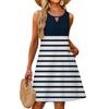 Женское модное повседневное летнее платье с полосатым принтом и карманом, пляжное праздничное платье-жилет