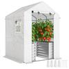 Tomato Greenhouse Film Greenhouse with Raised Bed Roll-Up Door Window Sloped Roof 141 x 141 x 190 cm White