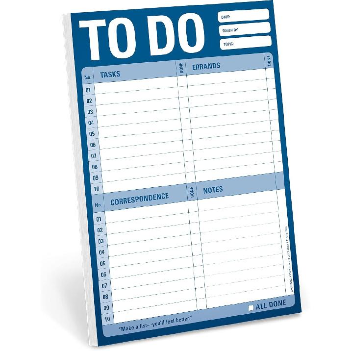 1-Count Knock Knock To Do Pad, To Do List Note Pad for Daily Tasks, Errands, Notes, 6 x 9-inches (Blue)