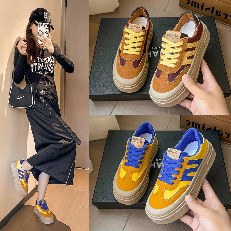 Women's Shoes Platform German Training Shoes Popular 2025 Spring New Versatile Casual Sports Shoes Heightening with Wide-leg Pants Fashion