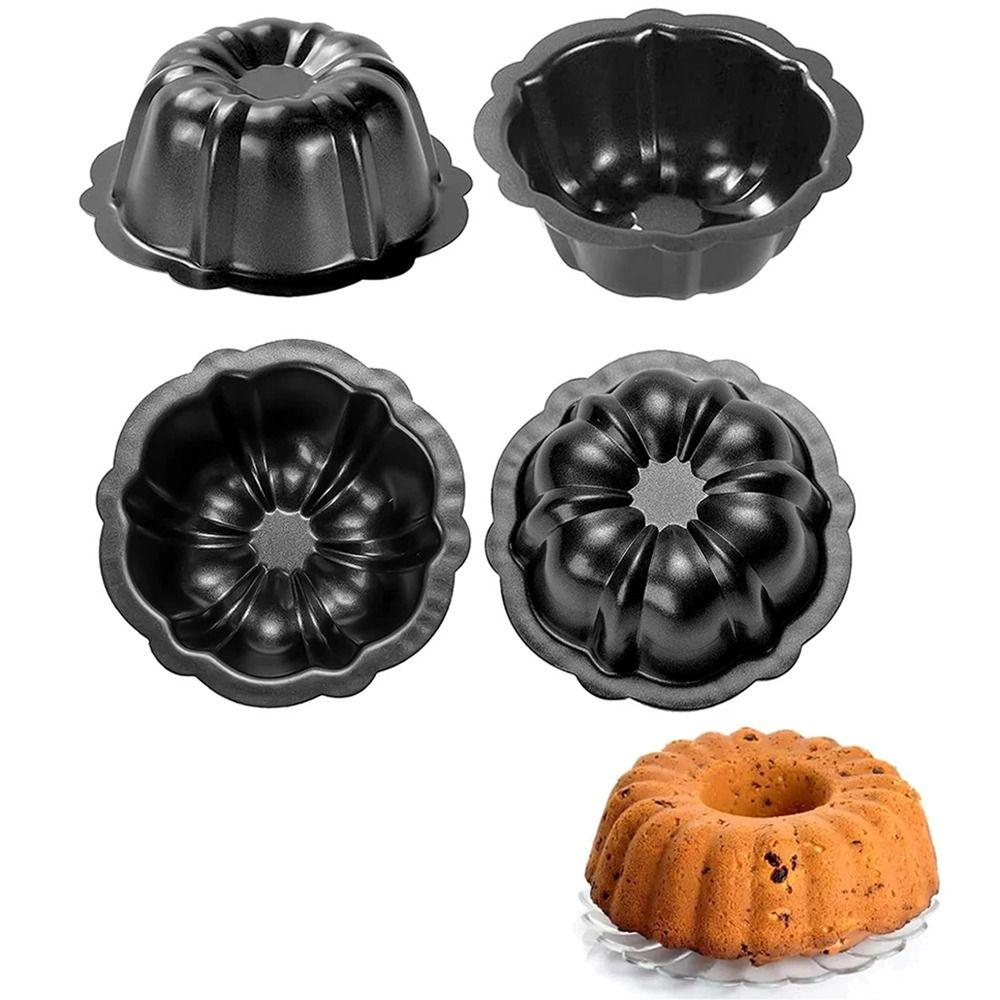 4 Pcs Nonstick Fluted Cake Mold 4 Inch Muffin Cups Easy to Clean Oven Baking Mold  Cupcake