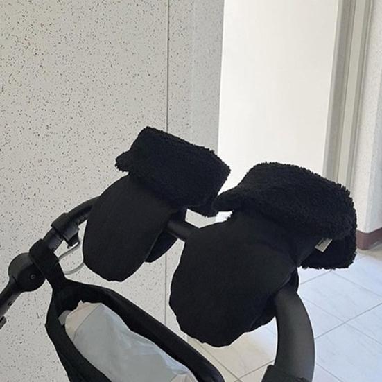 Зимние перчатки для коляски Водонепроницаемые Теплые муфты для рук Защита от холода и ветра Универсальные варежки с плюшевой подкладкой для малыша и родителей Прогулки Поездки за покупками