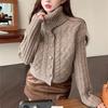 Свитер с высоким воротом для женщин на осень и зиму, мягкий и свободный вязаный свитер с короткими рукавами, ленивый дизайн
