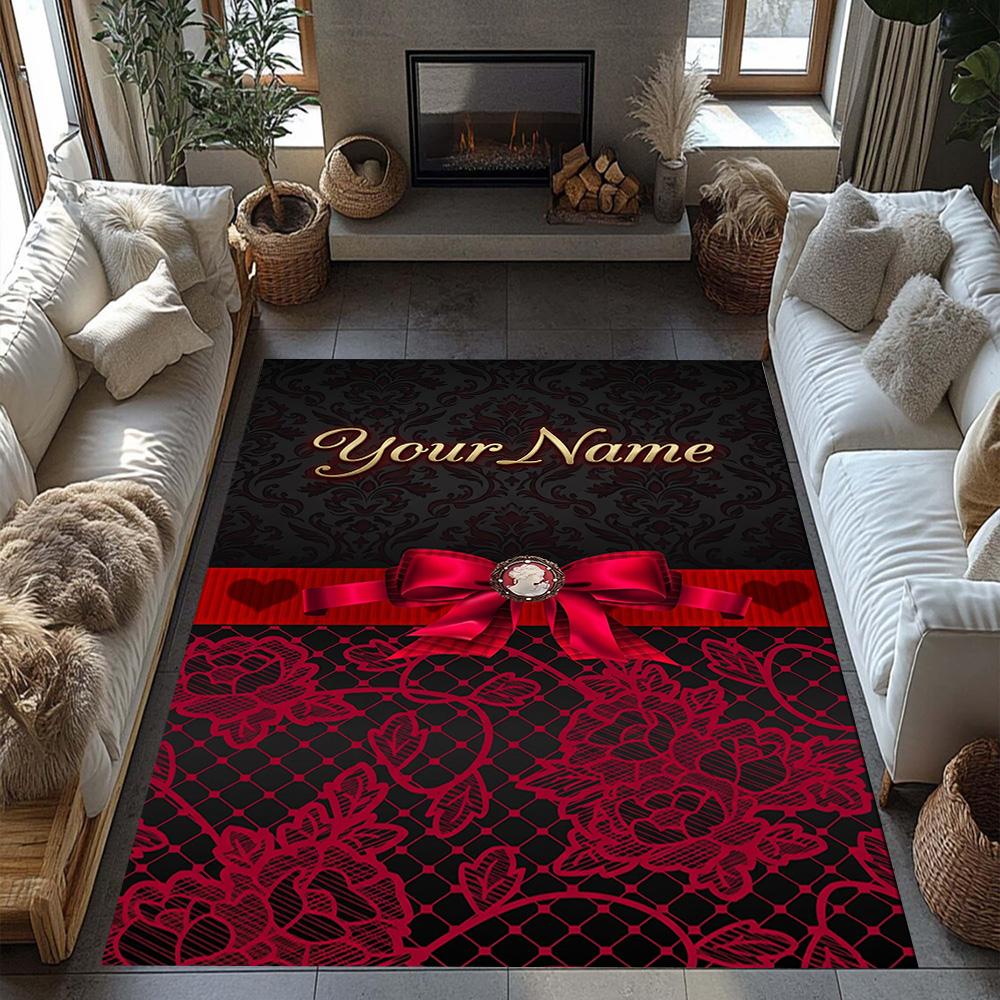 Rose Personalized Text Area Rug Perfect for Decorate room Outdoor Playrooms Hallway Anti-slip Rug Office home decor Birthday/Christmas Gift