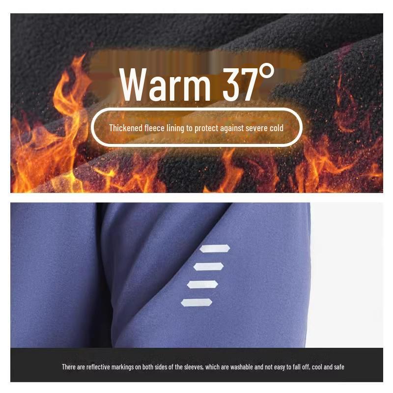 Зимняя ветрозащитная куртка унисекс из бархата со светоотражающей молнией для езды на велосипеде, бега и активного отдыха.