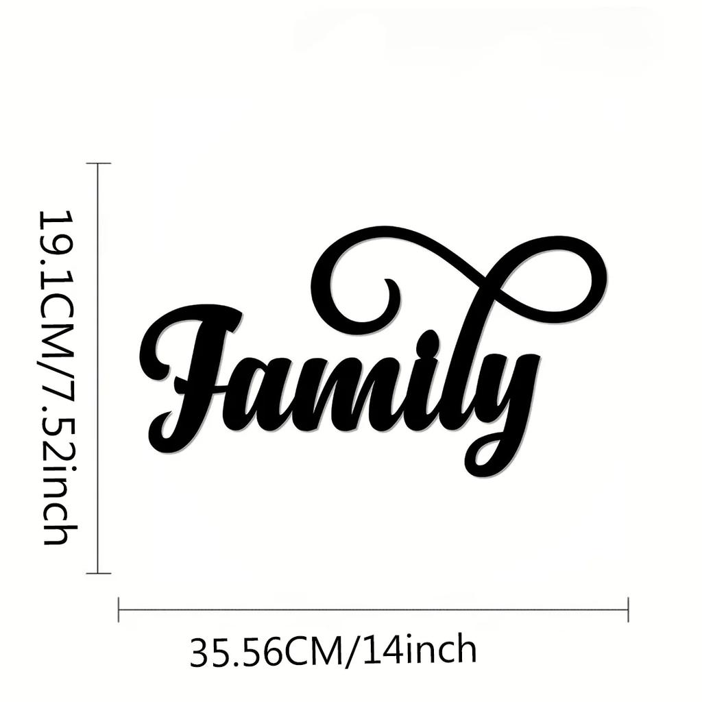 Металлический настенный знак «Семейный» — курсивный декоративный акцент, словесный знак для декора стен, настенное искусство и металлическое настенное украшение