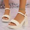 2024 Женская обувь на платформе с открытым носком, женские босоножки с пряжкой на ремешке, женские сандалии с узкими плиссированными полосками, туфли на толстом каблуке для женщин