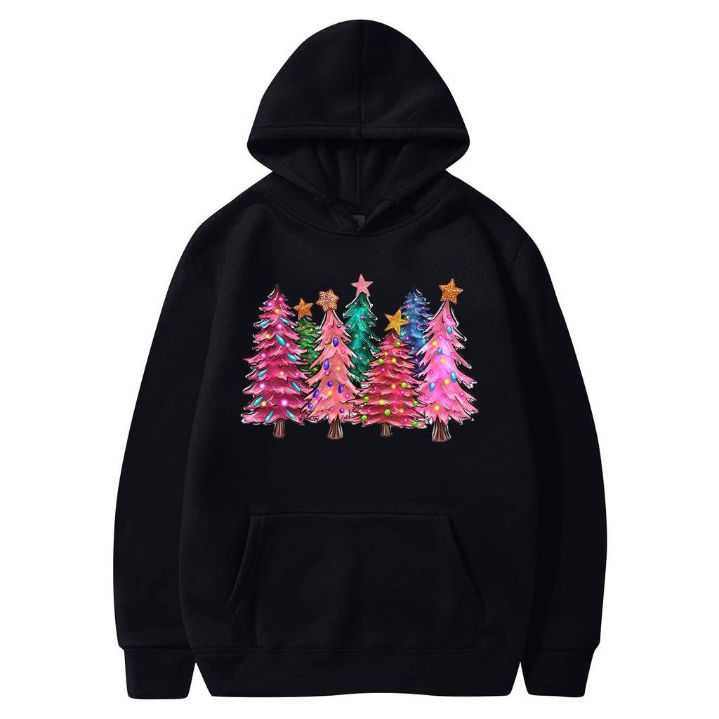 Женские толстовки с круглым вырезом, длинным рукавом, рождественским принтом, однотонная толстовка с капюшоном