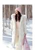 Shoulder inserted double zipper fox fur collar down jacket