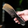 1Pc Brown Handle Carved16cm Anti-static Horn Comb for Men and Women To Carry On Health Massage