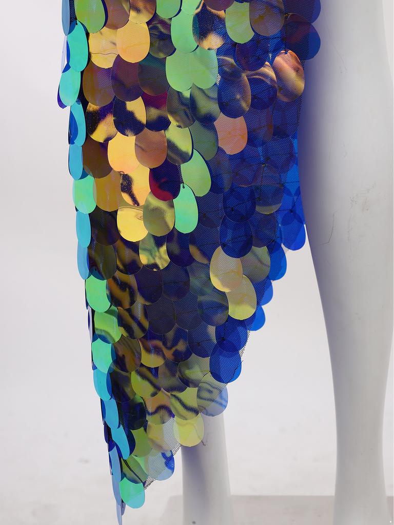 Womens Sparkly Sequin Hip Skirt Belly Dance Costume Lace Up Mermaid Scarf Wrap Halloween Festival Wear