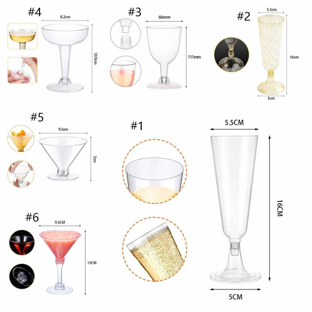 10pcs Durable Plastic Champagne Flute Goblet Clear Margarita Glasses Red Wine Glass  Christmas Party
