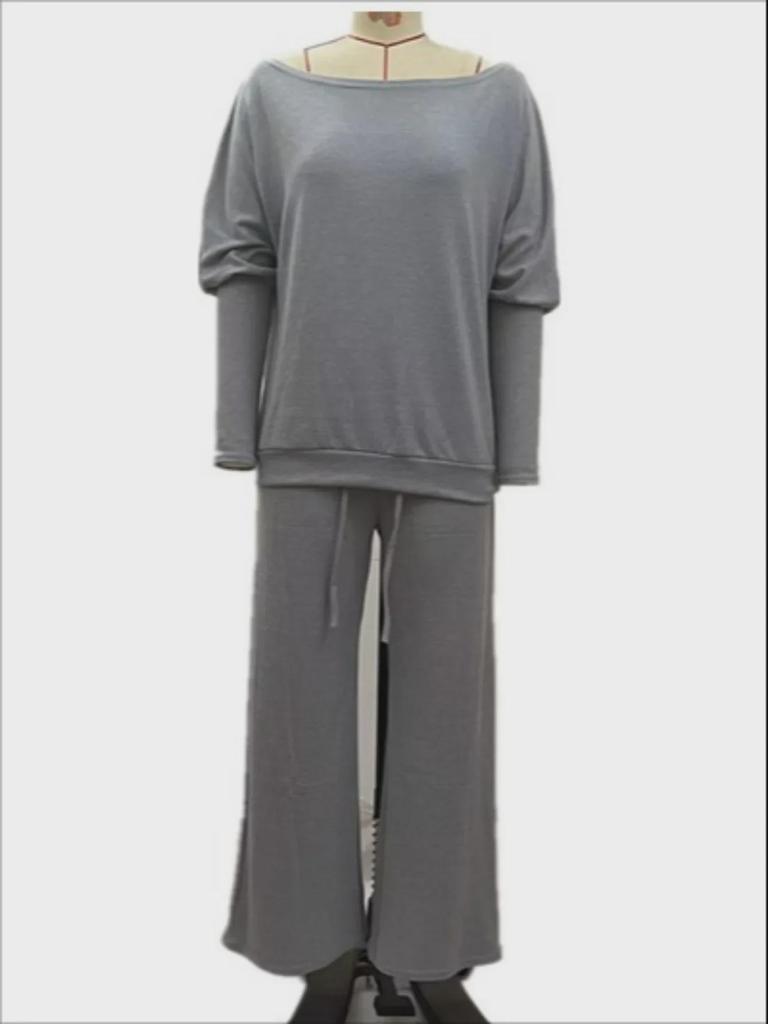 Весенняя коллекция 2024 г.: Европейский и американский женский повседневный трикотажный костюм на одно плечо