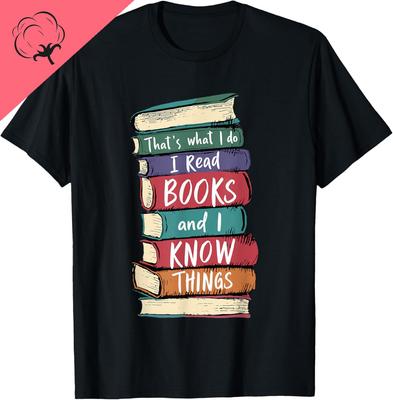 Футболка с принтом 'Учитель читает книги, и я знаю вещи' Графические футболки Хлопок Печать по запросу Мужская одежда Camisas Streetwear