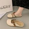 2025 New Summer Flat-bottomed Bag Head Half Slippers Women's Outer Wear French Single Shoes One Pedal Women's Shoes Soft-soled Sandals
