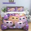 Purple Tabby Cat  Pattern Bedding Quilt Set Quilt Cover Pillowcase Home Decoration  Gift (1 * duvet cover + 2 * pillowcase, without core)