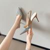 Fashion New Fashion2025 High Heel Pointed Toe Stiletto Silver Fashion Women's Shoes Shallow High Heels Sandals Lolita Heeled Shoes Woman