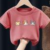 Летние детские футболки с милым принтом, топы с короткими рукавами, свободные футболки в корейском стиле с круглым вырезом для детей, девочек и мальчиков