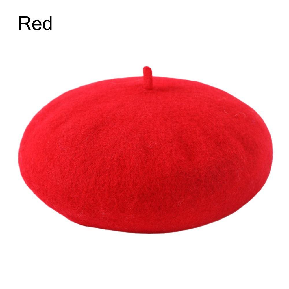 Однотонные шерстяные береты Шерстяная утолщенная плоская кепка Однотонные шапки Осень Зима