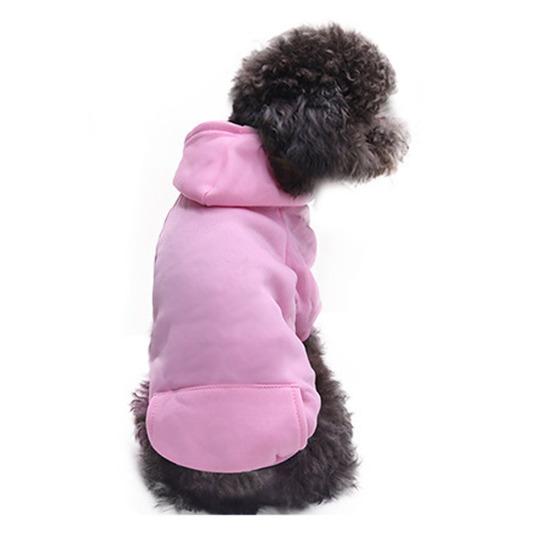 Pet Dog Hoodie Winter Solid Color Hooded Sweatshirt Elastic Hem Foreleg Sporty Sweatshirt Warm Windproof Pet Outfit