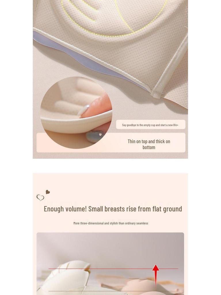 Cartoon Chest Uplift Wire-Free Seamless Half Cup Padded Bra for Small Busts