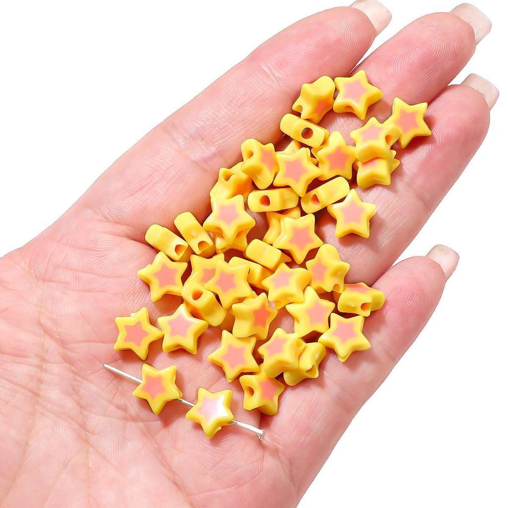 Бусины для браслетов ручной работы Акриловые двухцветные бусины Пентаграмма Бусины россыпью Бусины ручной работы Ожерелье из бисера своими руками Ювелирные изделия Аксессуары