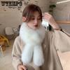 Women's Thickened Windproof Cold-proof Casual Plush Scarves Faux Fur Solid Color Winter Long Warm Scarves
