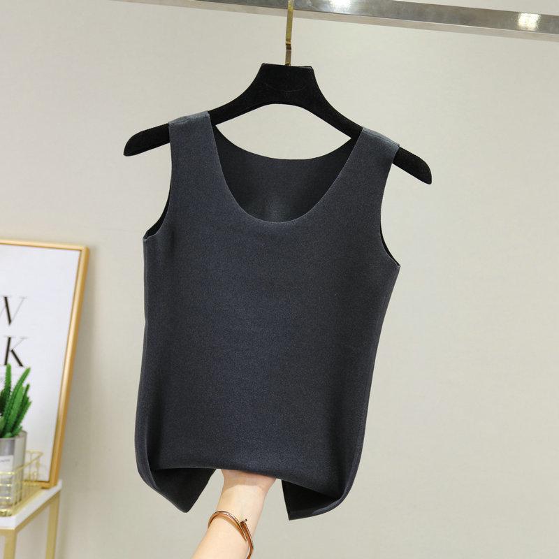 Женский облегающий двусторонний флисовый жилет с бесшовной хлопковой низкой - теплая осенне-зимняя согревающая майка