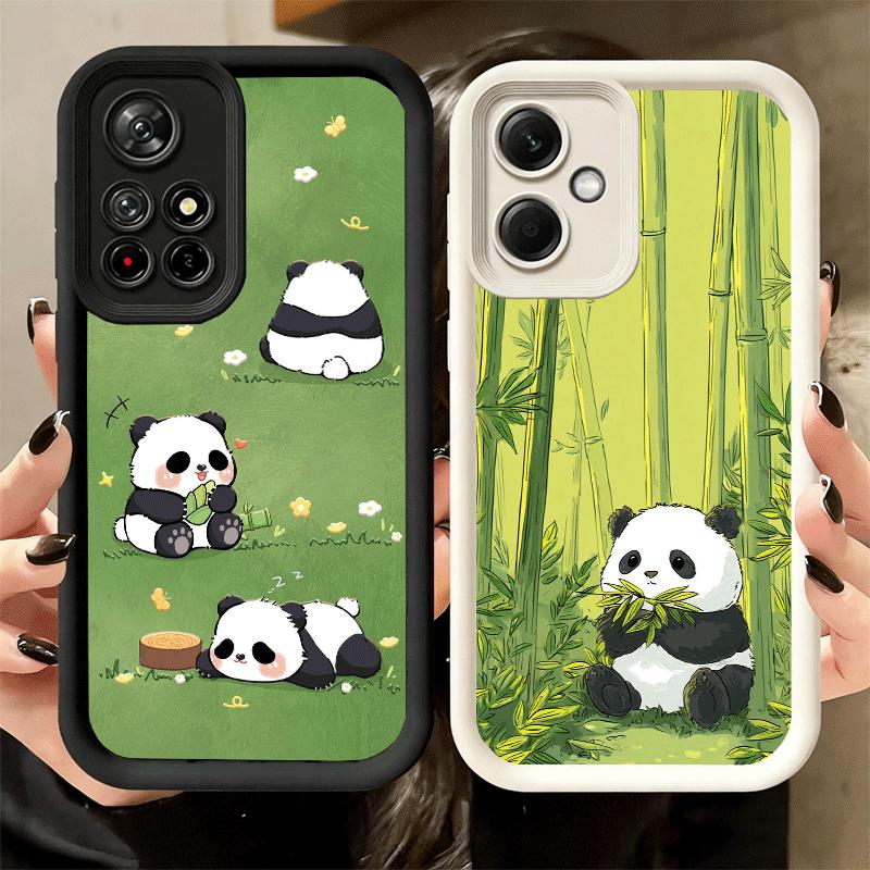 Милый Мультяшный Панда Мягкий Чехол для Телефона для Xiaomi Poco X7 X6 X5 Pro X4 Gt X3 F7 Ultra M8 M7 Redmi 15C 15 14C 13 13C 12 12C 10 10C