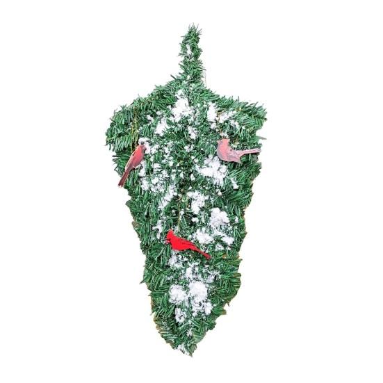 Artificial Christmas Teardrop Swag 20" Faux Pine Greenery Teardrop Wreath with Fake Snow