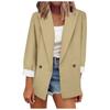 Ladies Long  Puff Sleeve Solid Color Pleated Jacket Ladies Cardigan Pocket Casual Jacket