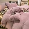 Unprinted Style Mixed And Matched Thickened Milk Fleece Four-Piece Quilt Cover Student Dormitory Three-Piece Bedding