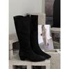 Inner heightening boots for women's new autumn and winter suede tall knight boots elastic and thin boots for women