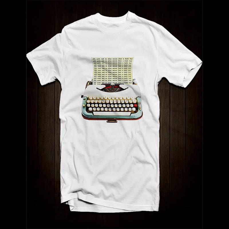 New 1980 The Shining Horror Film Collaboration Collection American Dark Style ShortSleeved Pure Cotton Printed TShirt