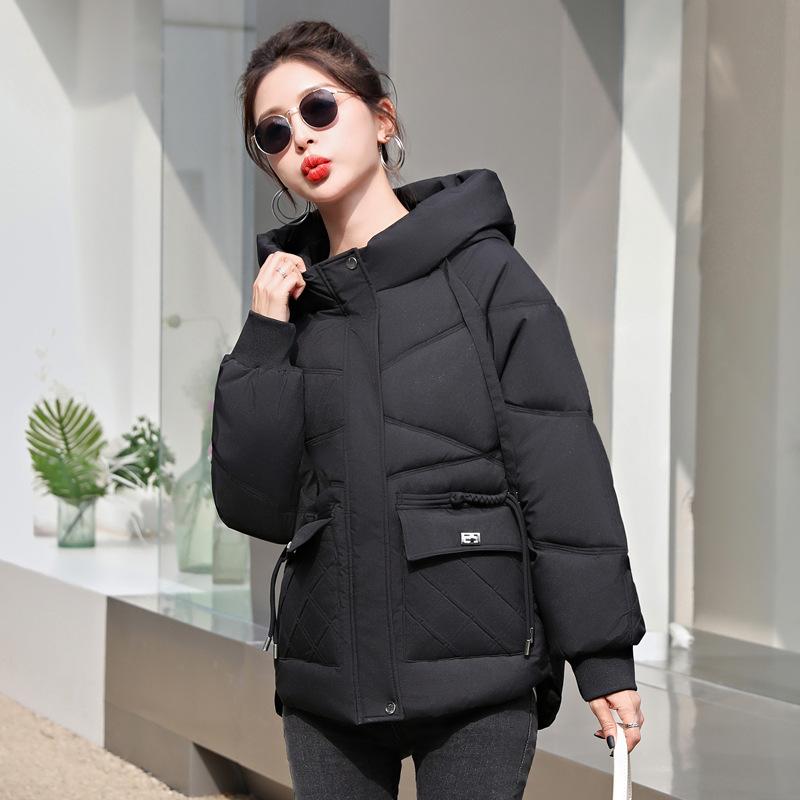 Куртка женская, новинка 2023 года, новая свободная куртка большого размера с капюшоном, зимняя пуховая куртка
