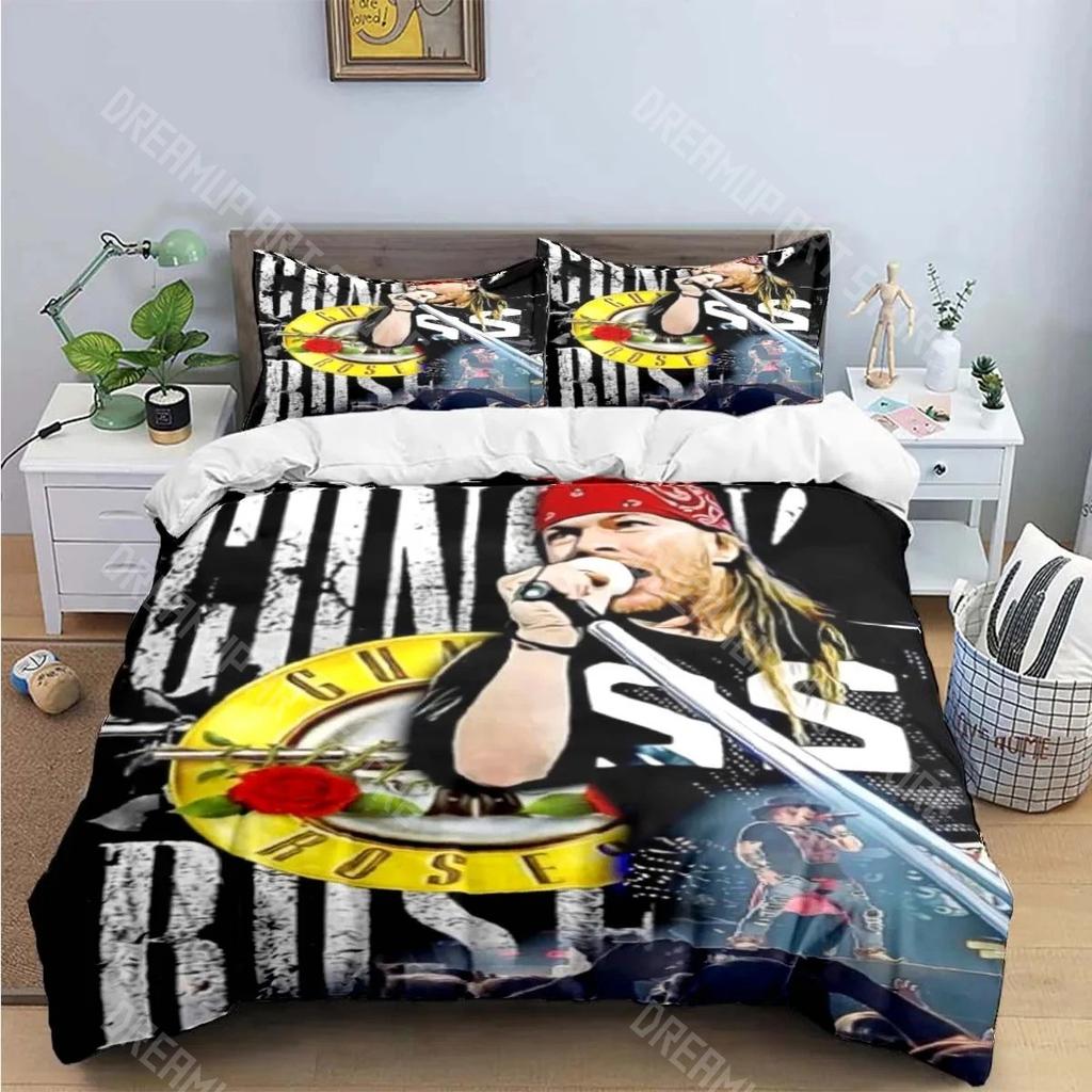 3D Печатный Комплект Постельного Белья с Логотипом Группы Guns N' Roses для Мальчиков и Девочек С Пододеяльником Размеры: Односпальный, Полуторный, Двуспальный, Евро, Маленький Двуспальный