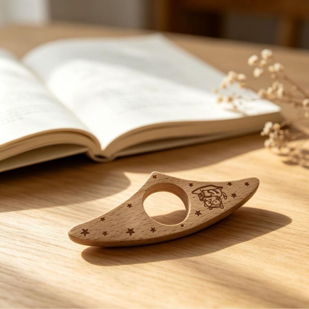 Fast Reading Aid Wooden Cat Bookmark One Hand Operation Reading Bookmark Rings Book Use